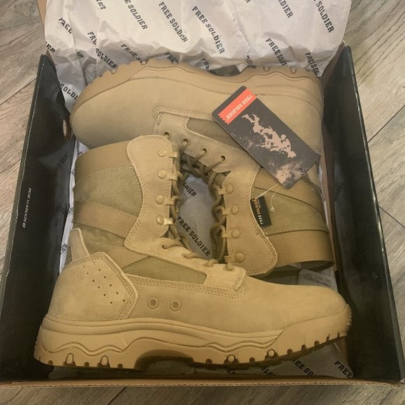 NWT FREE SOLDIER SUEDE LEATHER MILITARY TACTICAL WATERPROOF COMBAT BOOTS 8 - Picture 7 of 11
